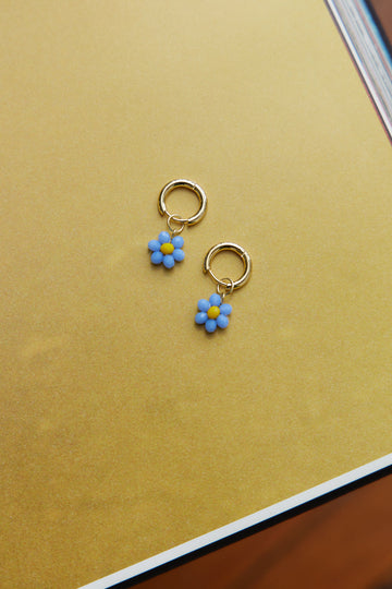 14K Gold Plated Cute As A Daisy Earrings Dark Blue