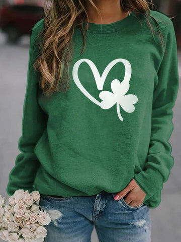 Women's St. Patrick's Day Clover Crew Neck Casual Sweatshirt