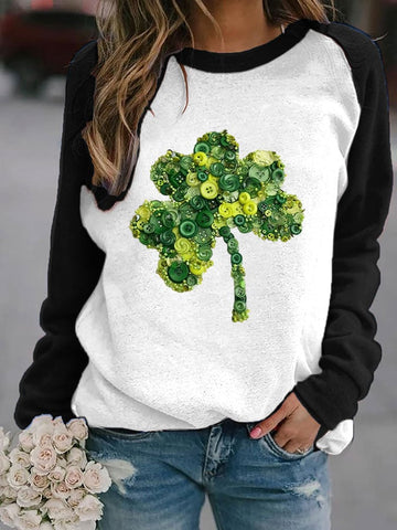 Women's St. Patrick's Day Shamrock Print Sweatshirt