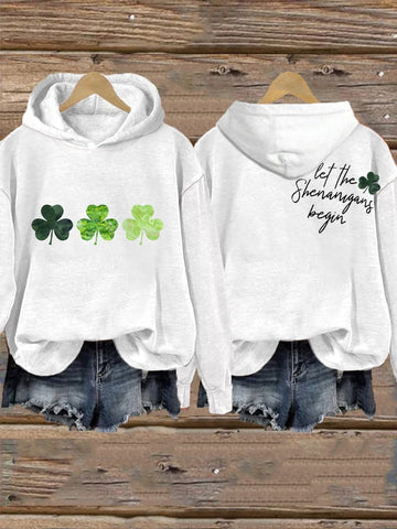 Women's St. Patrick's Day Funny Let The Shenanigans Begin Casual Hoodie