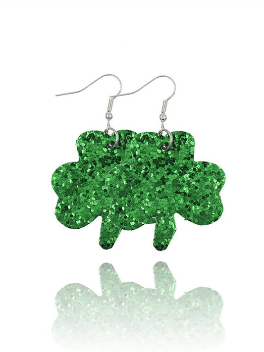 St. Patrick's Day Shamrock Sequin Earrings (Double Sided Pattern)