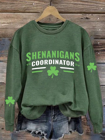 Women'S Casual St Patrick'S Day Printed Long Sleeve Sweatshirt