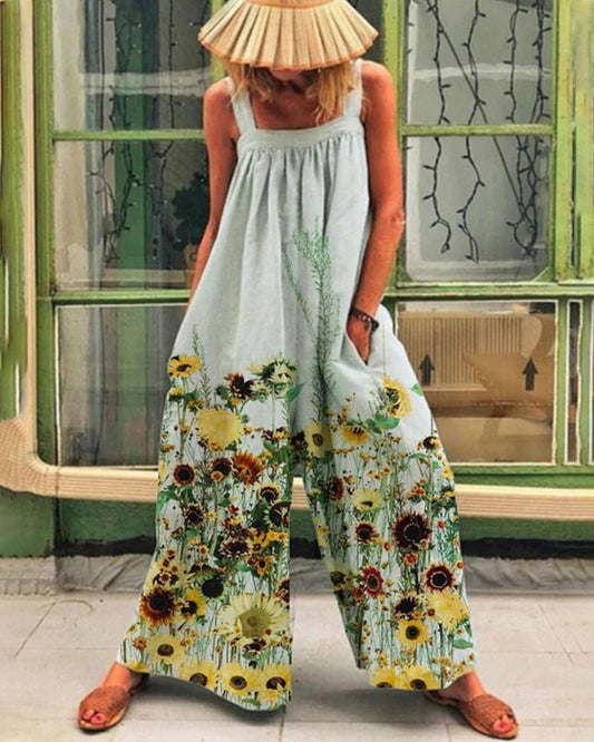 Plus Size Fashion Loose Strap Wide Leg Jumpsuit