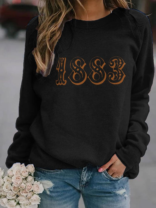 1883 Printed Long Sleeve Pullover Sweatshirt