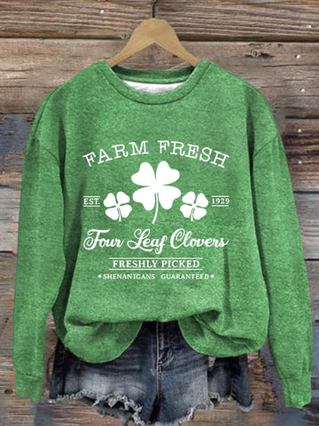 Women's St. Patrick's Day Printed Long Sleeve Sweatshirt