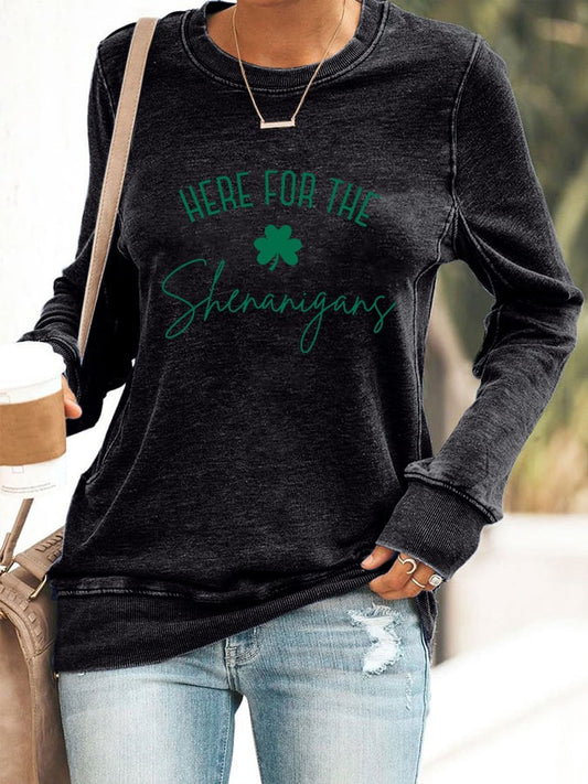 Women's Here For The Shenanigang Print Casaul Sweatshirt