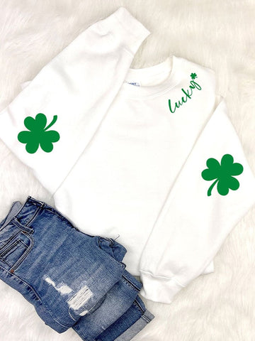 Women's St. Patrick's Day Lucky Shamrock Print Casual Sweatshirt