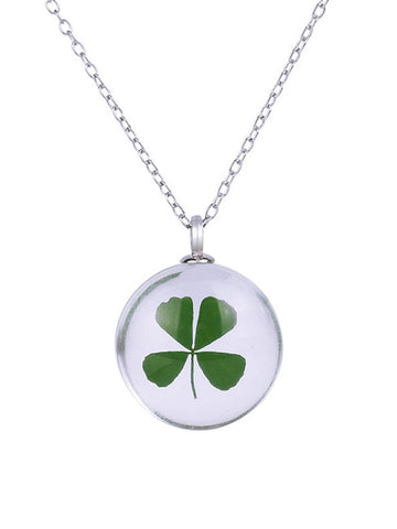 Wisherryy Transparent Water Drop Clover Necklace