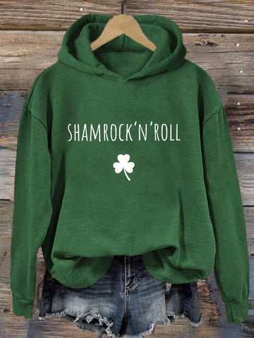 Women's Shamrock'N'Roll Print Casual Hoodie