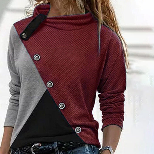 Colorblock Long Sleeve Turtleneck T-Shirt