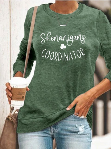 Women's St. Patrick's Day Clover Crew Neck Casual Sweatshirt