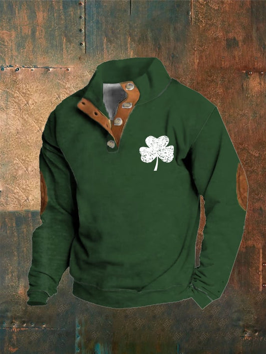 Men's St. Patrick's Day Printed Button Sweatshirt