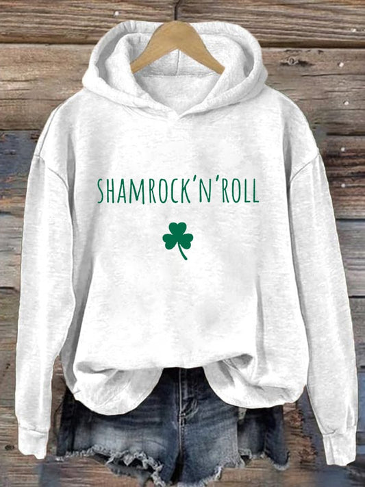 Women's Shamrock'N'Roll Print Casual Hoodie