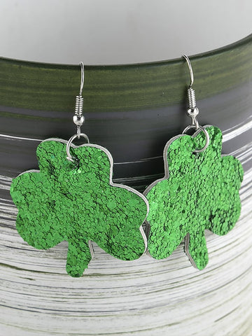 St. Patrick's Day Shamrock Sequin Earrings (Double Sided Pattern)