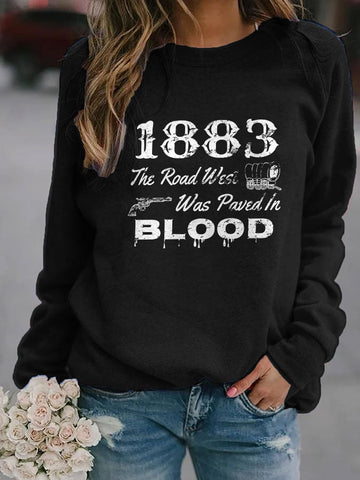 1883 Printed Long Sleeve Pullover Sweatshirt