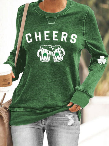 Women's St. Patrick's Day Cheers!Green Beer Shamrock Casual Sweatshirt