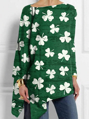 Women's St. Patrick's Day Lucky Shamrock Print Top