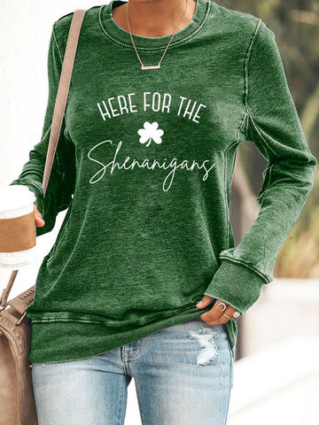 Women's Here For The Shenanigang Print Casaul Sweatshirt