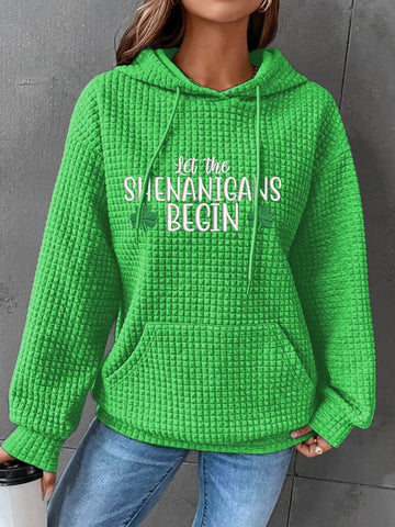 Women's Let The Shenanigans Begin Print Checkered Casual Hoodie