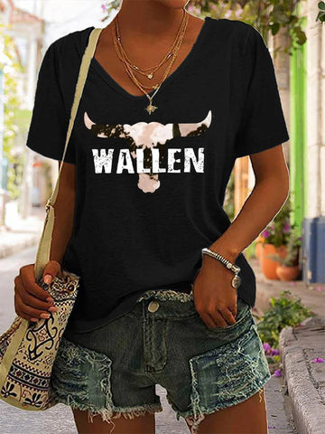 Women's Bullhead Wallen Print Casual T-Shirt