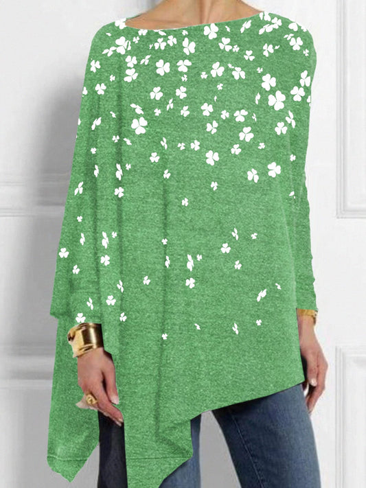 Women's St. Patrick's Day Lucky Shamrock Print Top