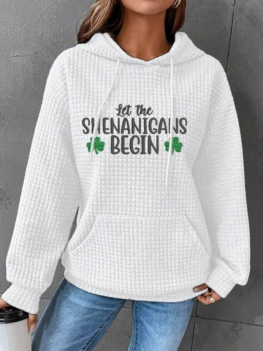 Women's Let The Shenanigans Begin Print Checkered Casual Hoodie