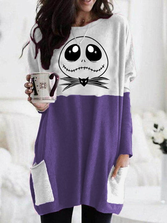 Women's Jack Skellington Print Casual Long Sleeve T-Shirt