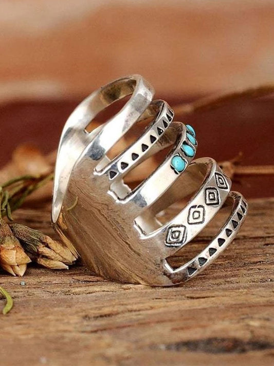 Wisherryy Boho Openwork Engraved Vintage Ring