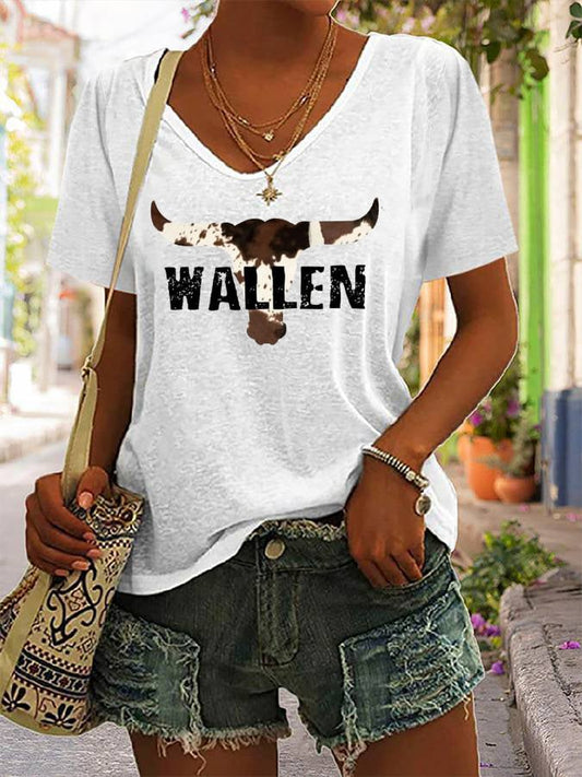 Women's Bullhead Wallen Print Casual T-Shirt