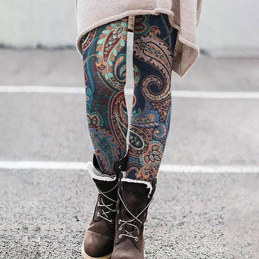 Vintage Floral Print Casual Leggings