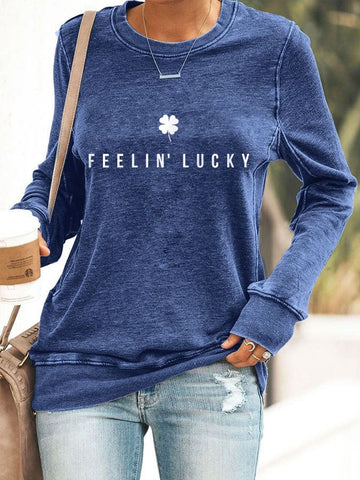 Women's St. Patrick's Day Feelin' Lucky Print Casual Sweatshirt