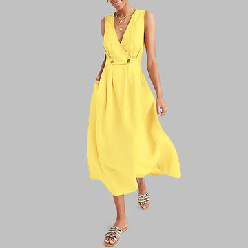 Casual Sleeveless Solid Color Dress