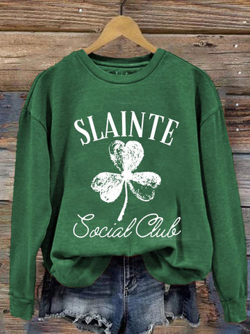 Women's Lucky Shamrock Club St Patrick's Day Print Casual Sweatshirt