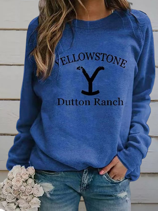 Western Inspired Print Long Sleeve Sweatshirt