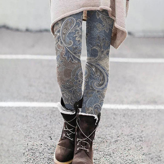 Vintage Print Casual Leggings