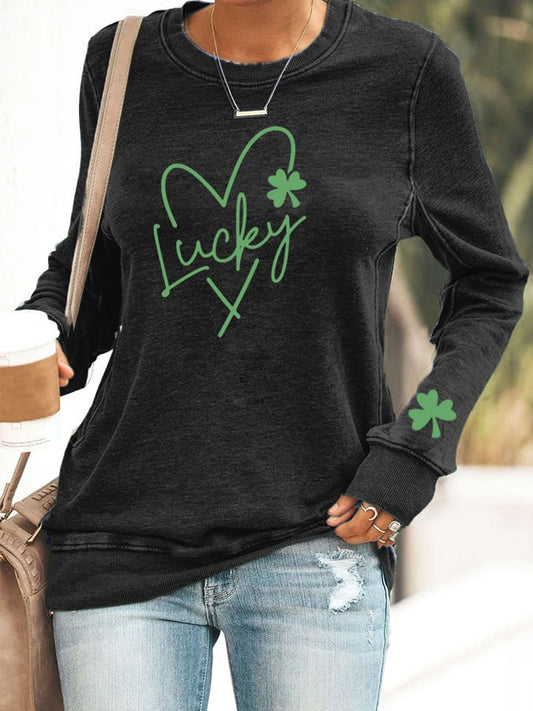 Women's Lucky St. Patrick's Day Print Casaul Sweatshirt