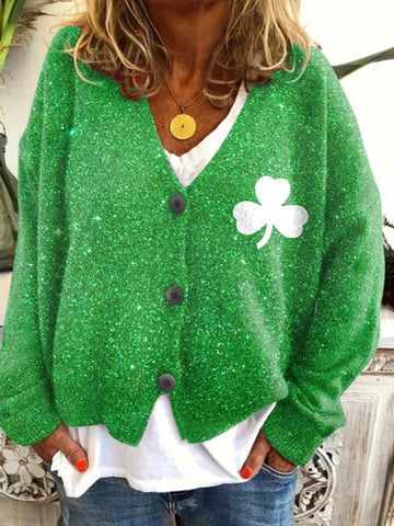 Women's Saint Patrick's Day French Cashmere Knitted Cardigan