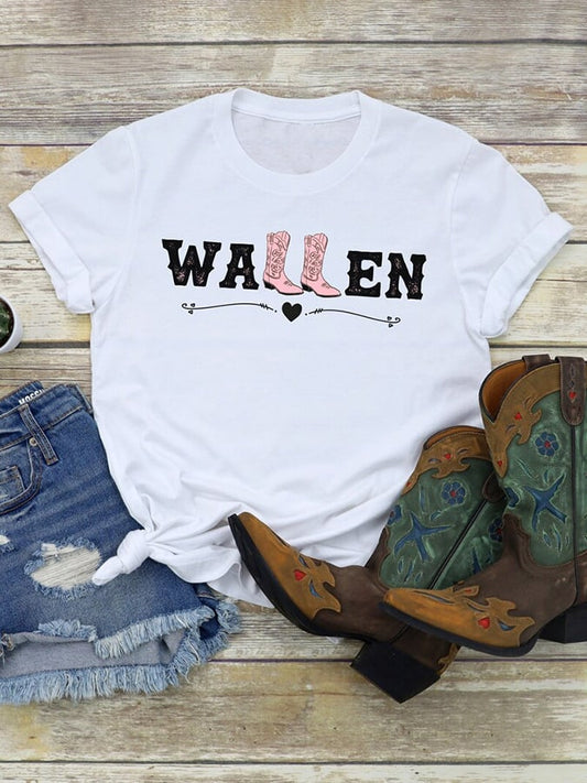 Western Wallen Print Casual T-Shirt