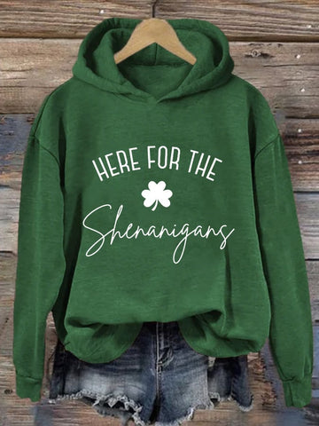 Women's Here For The Shenanigang Print Casual Hoodie