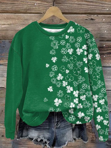 Women's St. Patrick's Day Lucky Shamrock Print Sweatshirt