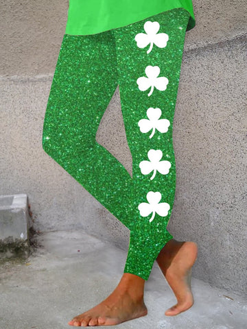 Women's St. Patrick's Day Shamrock Print Leggings