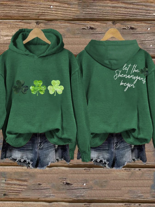 Women's St. Patrick's Day Funny Let The Shenanigans Begin Casual Hoodie